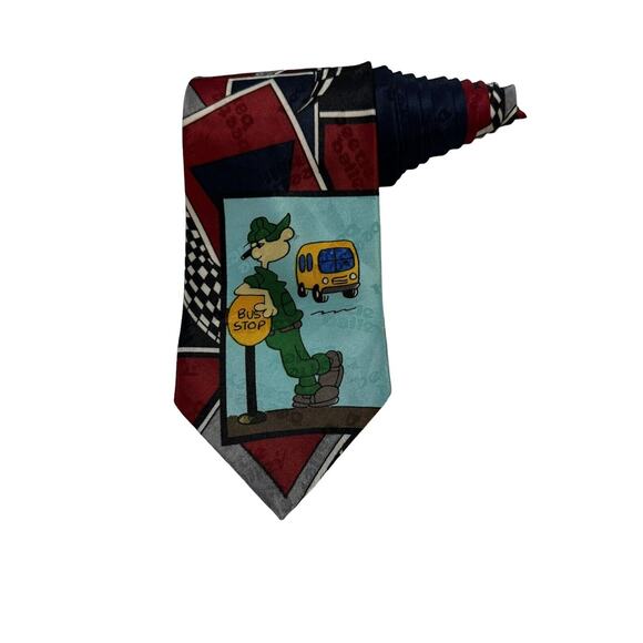 Vintage Beetle Bailey By Mort Walker Bus Stop Novelty Cartoon Necktie - Picture 1 of 8